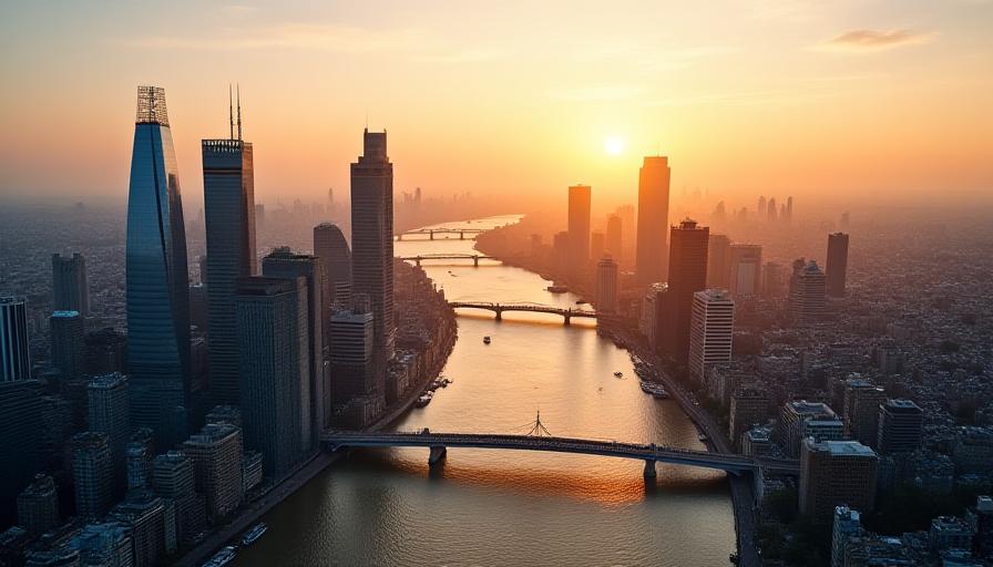 Aerial view of London City skyline near SE11